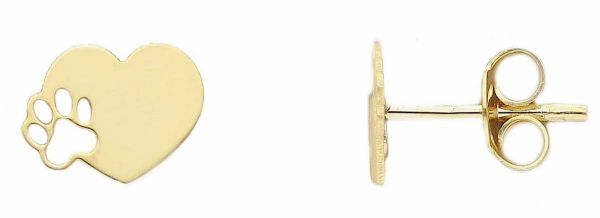 Picture of 9k yellow gold Heart lobe Confirmation Earrings | Made in Italy