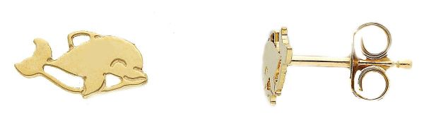Imagen de Pendientes lóbulo de Confirmación Delfín oro amarillo 18k