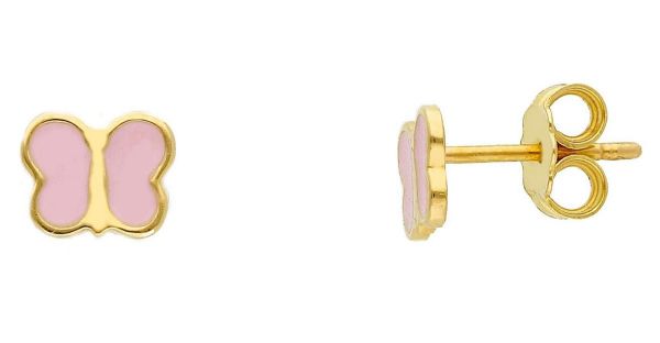 Imagen de Pendientes lóbulo de Confirmación Mariposa oro amarillo 18k esmalte 