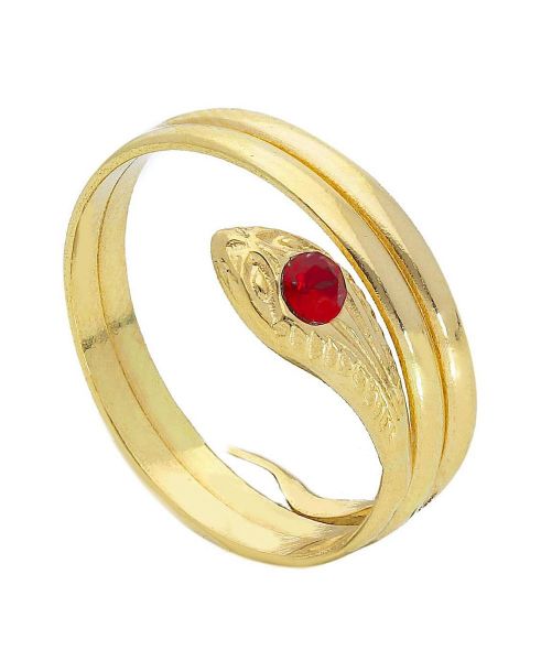 Picture of 18k yellow gold and red chrystal Snake Confirmation Ring