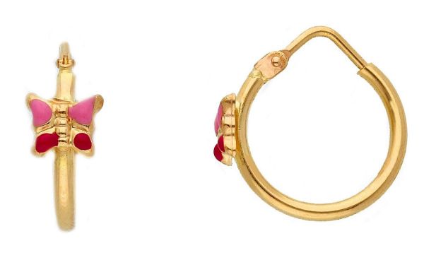 Imagen de Pendientes de Aro Mariposa oro amarillo 18k esmalte