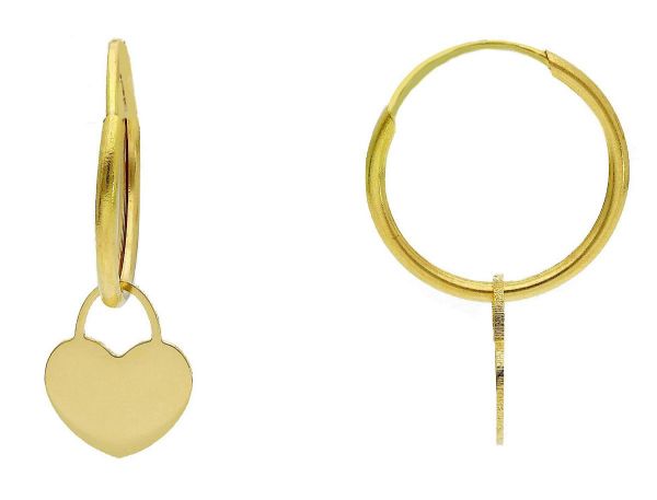 Imagen de Pendientes de Aro Corazón oro amarillo 18k