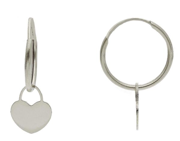 Picture of 18k white gold Heart hoop Earrings