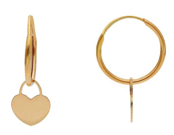 Immagine di Orecchini a cerchio Cuore oro giallo 18k