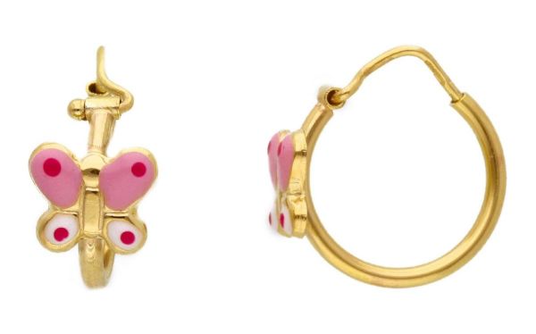 Imagen de Pendientes de Aro Mariposa oro amarillo 9k esmalte