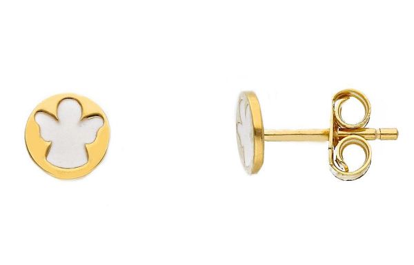 Imagen de Pendientes lóbulo Angelito oro amarillo 18k esmalte