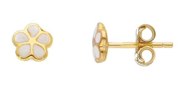 Imagen de Pendientes Flor oro amarillo 18k y esmalte