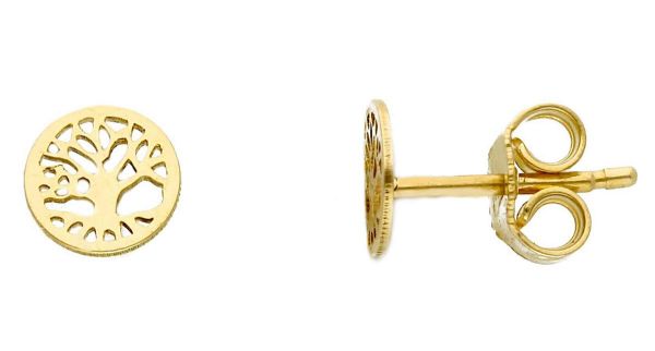 Imagen de Pendientes lóbulo Árbol de la Vida oro amarillo 18k