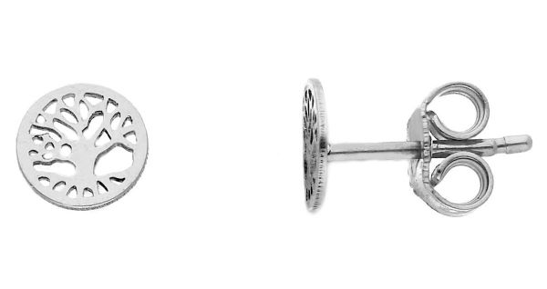Picture of 18k white gold Tree of Life lobe Earrings