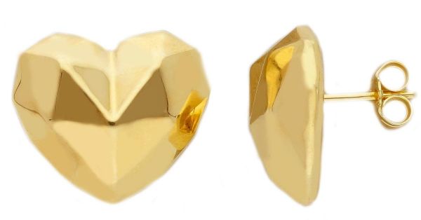 Imagen de Pendientes lóbulo Corazón facetado oro amarillo 18k