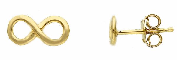 Imagen de Pendientes lóbulo símbolo Infinito oro amarillo 9k