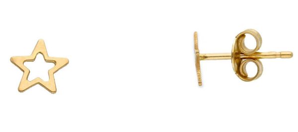 Imagen de Pendientes de lóbulo Estrella oro amarillo 18k