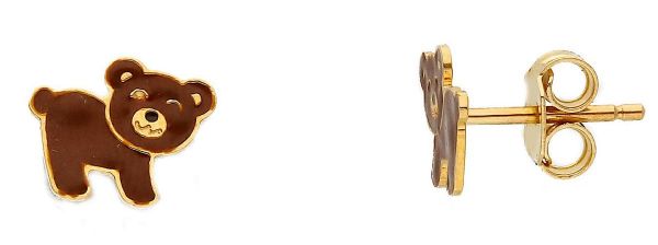 Immagine di Orecchini a lobo Cane oro giallo 18k e smalto