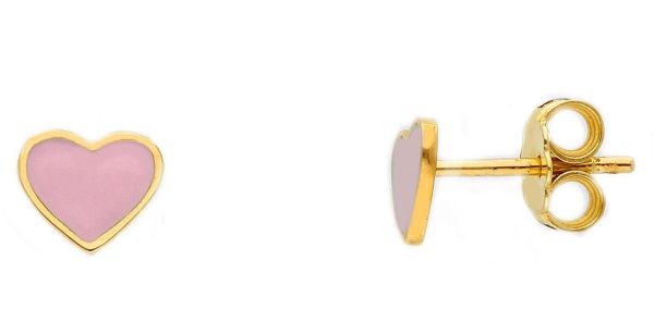 Immagine di Orecchini a lobo Cuore oro giallo 18k e smalto