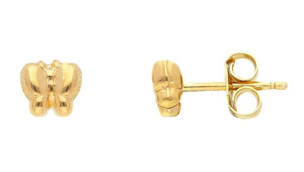 Imagen de Pendientes de lóbulo Mariposa oro amarillo 18k