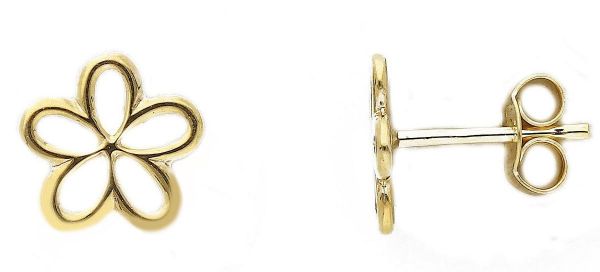 Imagen de Pendientes de lóbulo Flor de hilo oro amarillo 9k