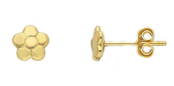 Picture of 18k yellow gold small Flower lobe Earrings
