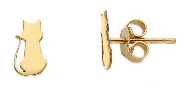 Imagen de Pendientes de lóbulo Gatito oro amarillo 18k