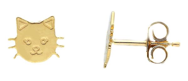 Imagen de Pendientes de lóbulo Gatito oro amarillo 18k