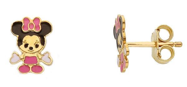 Imagen de Pendientes lóbulo Minnie oro amarillo 18k esmalte