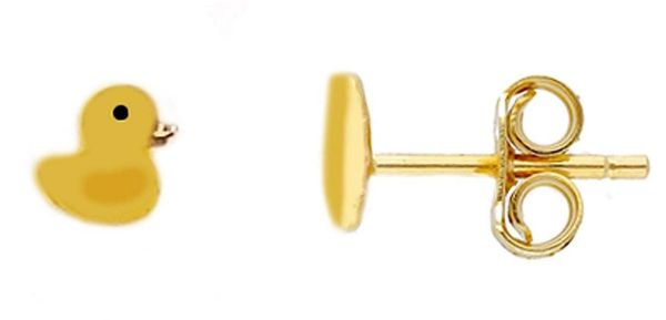 Picture of Enamel Baby Chick lobe Earrings | 18k yellow gold