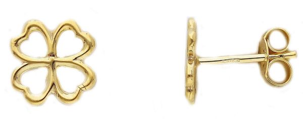 Picture of 9k yellow gold four-leaf Clover lobe Earrings