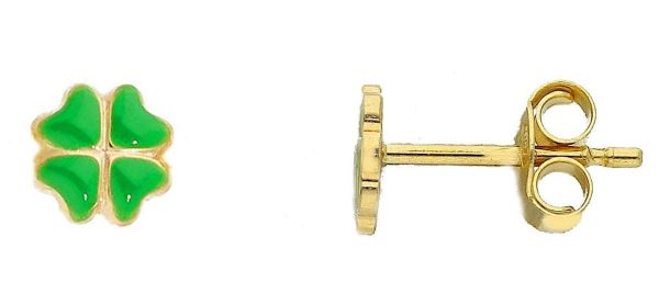 Immagine di Orecchini lobo Quadrifoglio oro giallo 18k e smalto