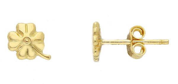 Picture of 18k yellow gold tiny four-leaf Clover lobe Earrings
