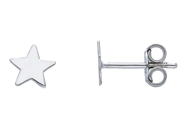Imagen de Pendientes de lóbulo Estrella oro blanco 9k