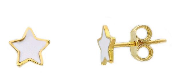 Immagine di Orecchini a lobo Stella oro giallo 18k e smalto