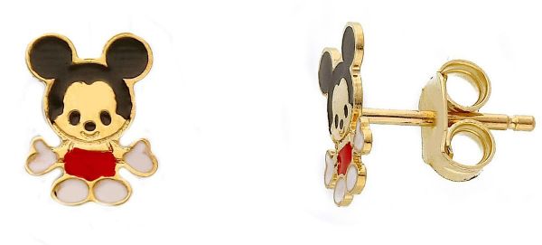 Immagine di Orecchini a lobo Topolino oro giallo 18k e smalto