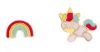 Imagen de Pendientes lóbulo Unicornio oro amarillo 18k esmalte