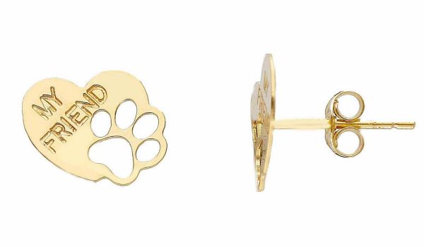 Imagen de Pendientes de lóbulo Pata oro amarillo 18k