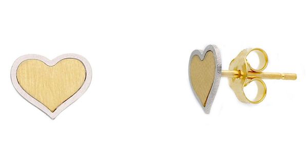 Imagen de Pendientes Corazón oro bicolor 18k