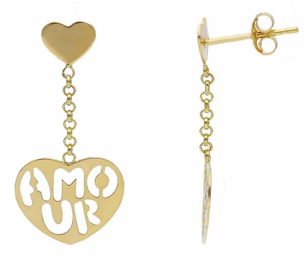 Picture of 18k yellow gold Heart Earrings | Made in Italy