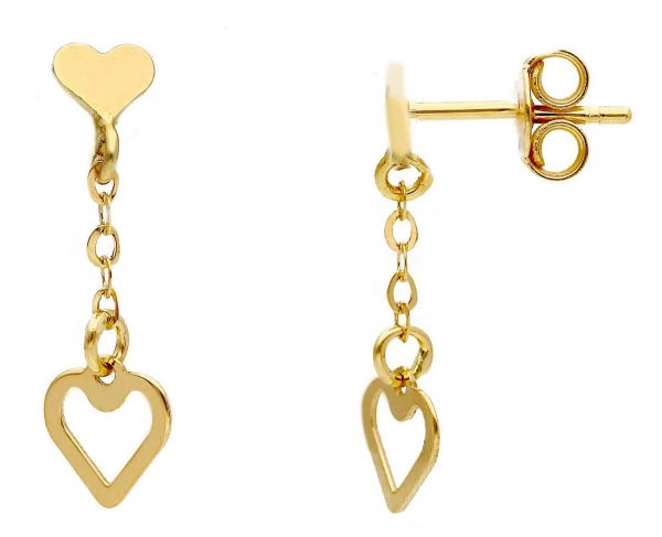 Immagine di Orecchini Cuore pendente oro giallo 18k