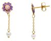 Imagen de Pendientes Flor oro amarillo 18k esmalte y perla