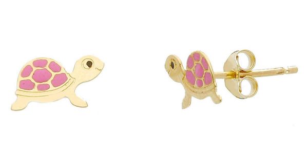 Imagen de Pendientes mini Tortuga oro amarillo 18k y esmalte