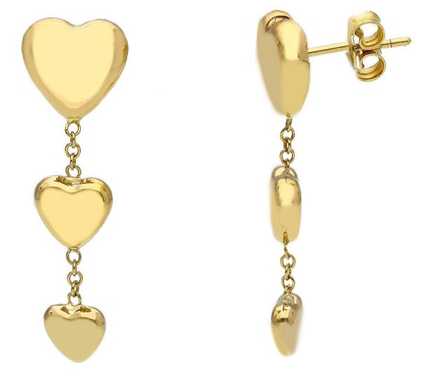 Picture of 18k yellow gold 3 Hearts dangle Earrings