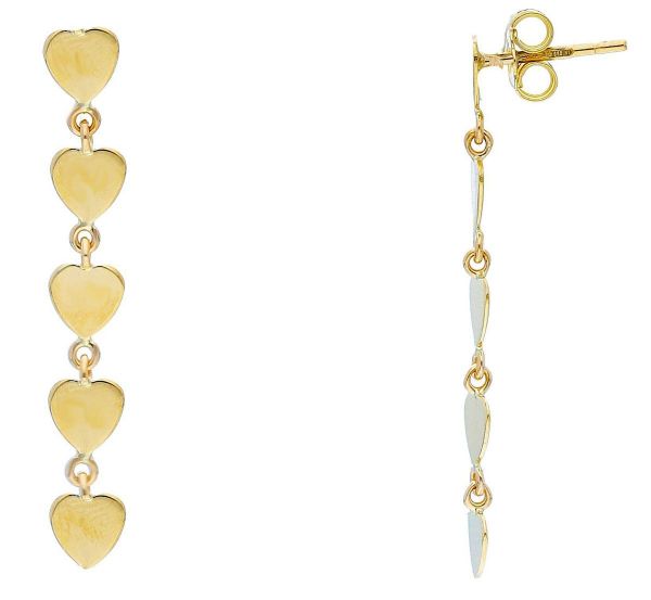 Picture of 18k yellow gold 5 Hearts dangle Earrings