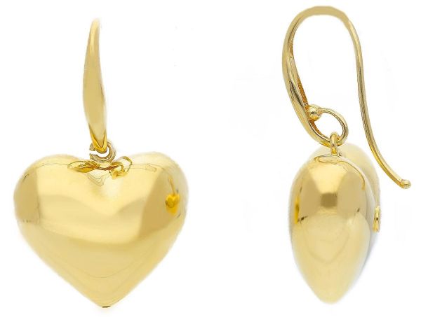 Picture of 18k yellow gold Heart dangle Earrings