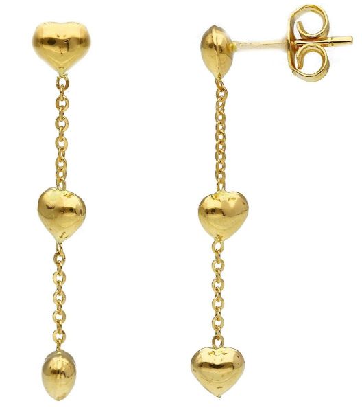 Picture of 18k yellow gold Heart dangle Earrings