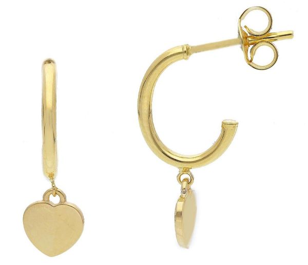 Picture of 9k yellow gold Heart dangle Earrings