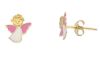 Picture of Pink enamel Angel Earrings | 18k yellow gold