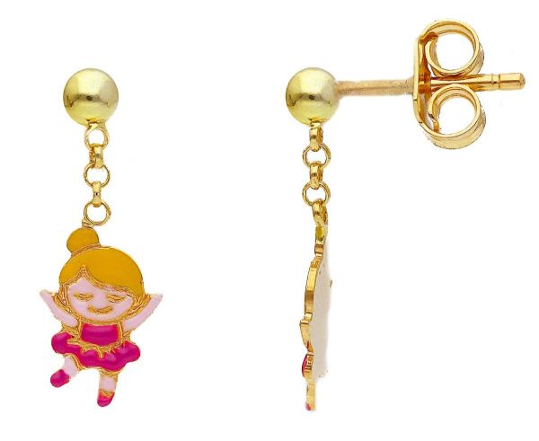 Picture of Enamel Dancer Earrings | 18k yellow gold