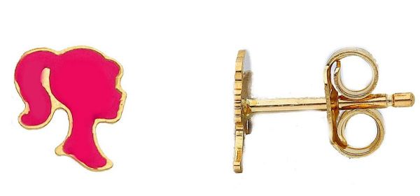 Imagen de Pendientes Barbie oro amarillo 18k y esmalte