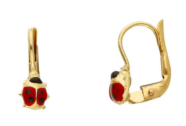 Picture of Enamel Ladybug Earrings | 18k yellow gold