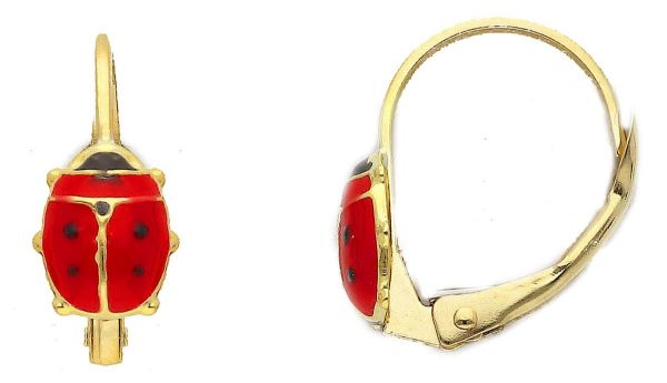 Imagen de Pendientes Mariquita oro amarillo 18k y esmalte