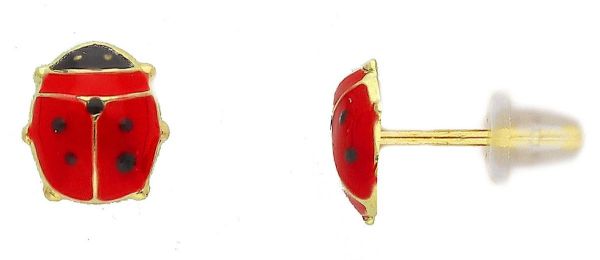 Picture of Enamel Ladybug Earrings | 18k yellow gold