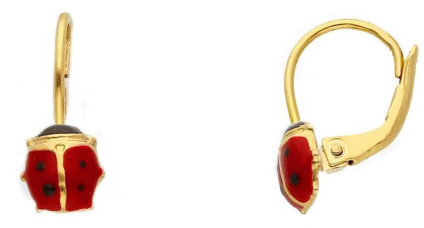 Picture of Enamel Ladybug Earrings | 18k yellow gold